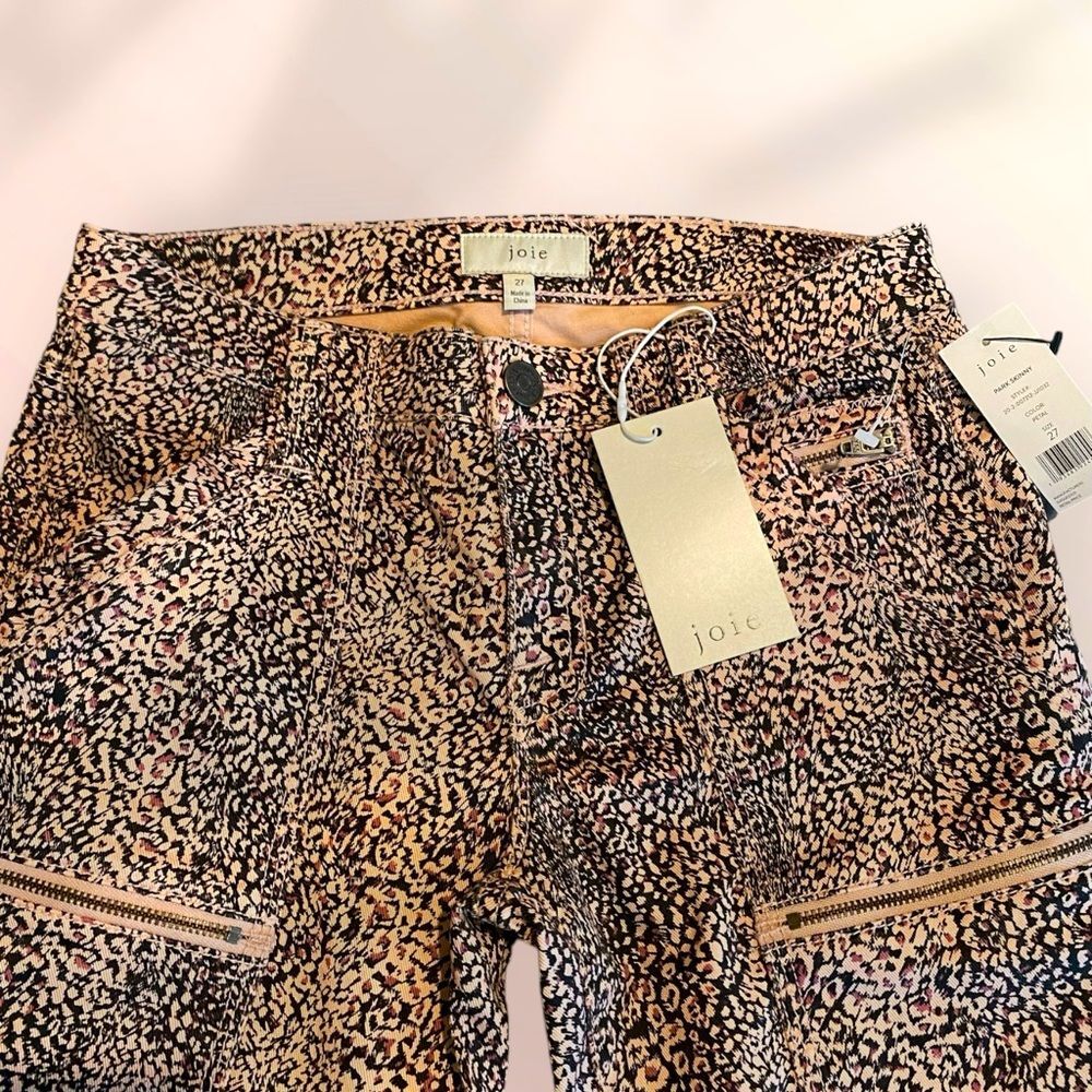 Free People | Joie Park skinny cargo jeans black & pink animal print NWT size 27 - Picture 11 of 11
